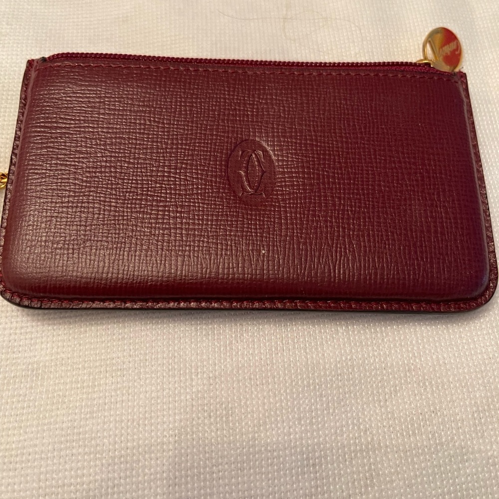 Auth Cartier Must de Pochette Credit Card Case Bordeaux Leather New In Box